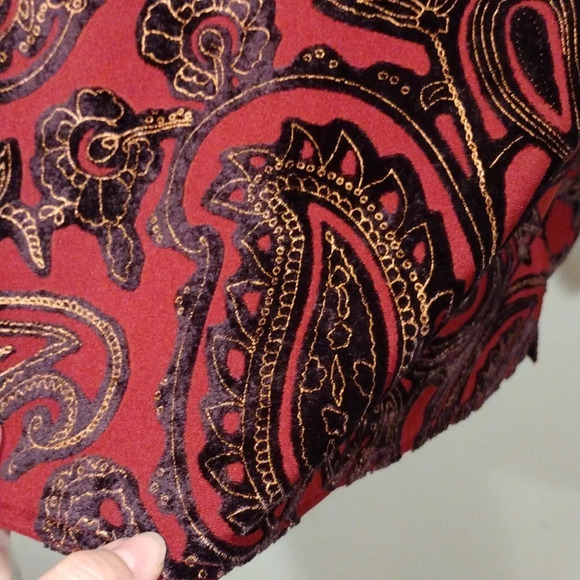 Coldwater Creek Paisley Velvet Flocked Long Sleeve One Button Jacket M Gothic - Picture 6 of 6